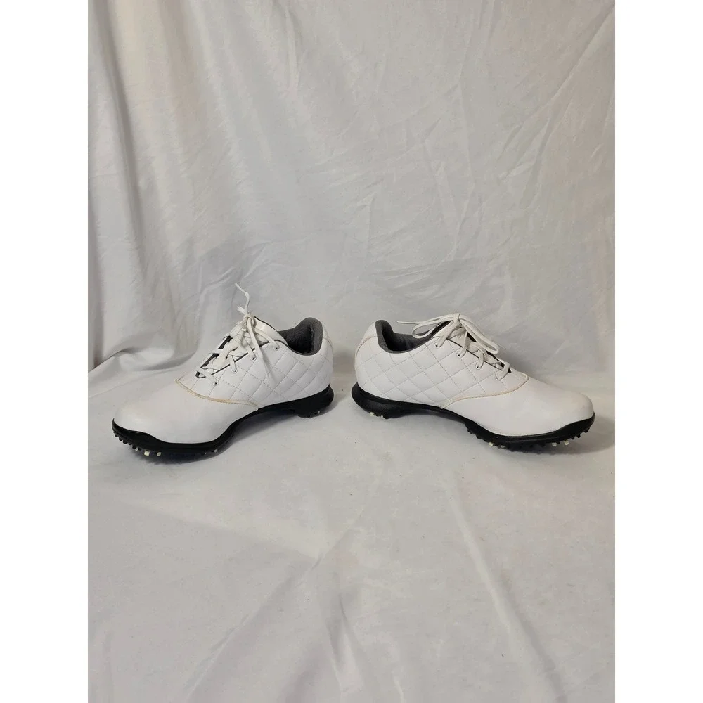 Adidas Fitfoam Clima White Quilted Leather Spiked Golf Shoes Womens 7.5 671305